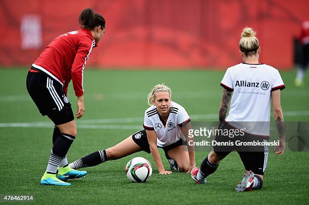 Lena Goessling of Germany practices during a training session at Wesley Cover Park on June 9, 2015 in Ottawa, Canada.