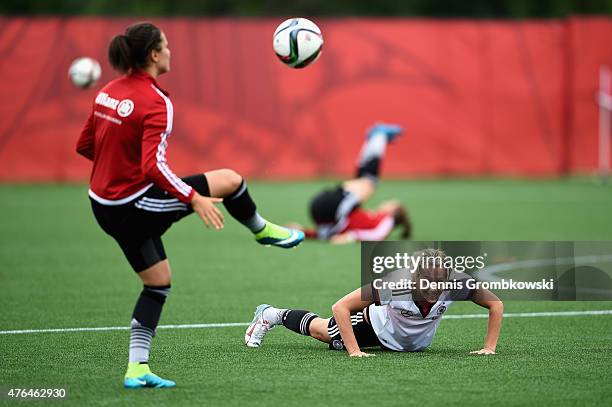 Lena Goessling of Germany practices during a training session at Wesley Cover Park on June 9, 2015 in Ottawa, Canada.