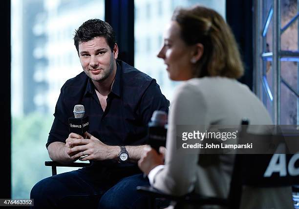 Tim Morehouse and Sarah Hughes in conversation during AOL BUILD Speaker Series at AOL Studios In New York on June 9, 2015 in New York City.