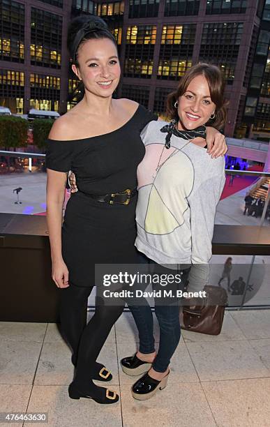Gizzi Erskine and Jaime Winstone attend the launch of Broadgate Circle, London's new dining hub, on June 9, 2015 in London, England.