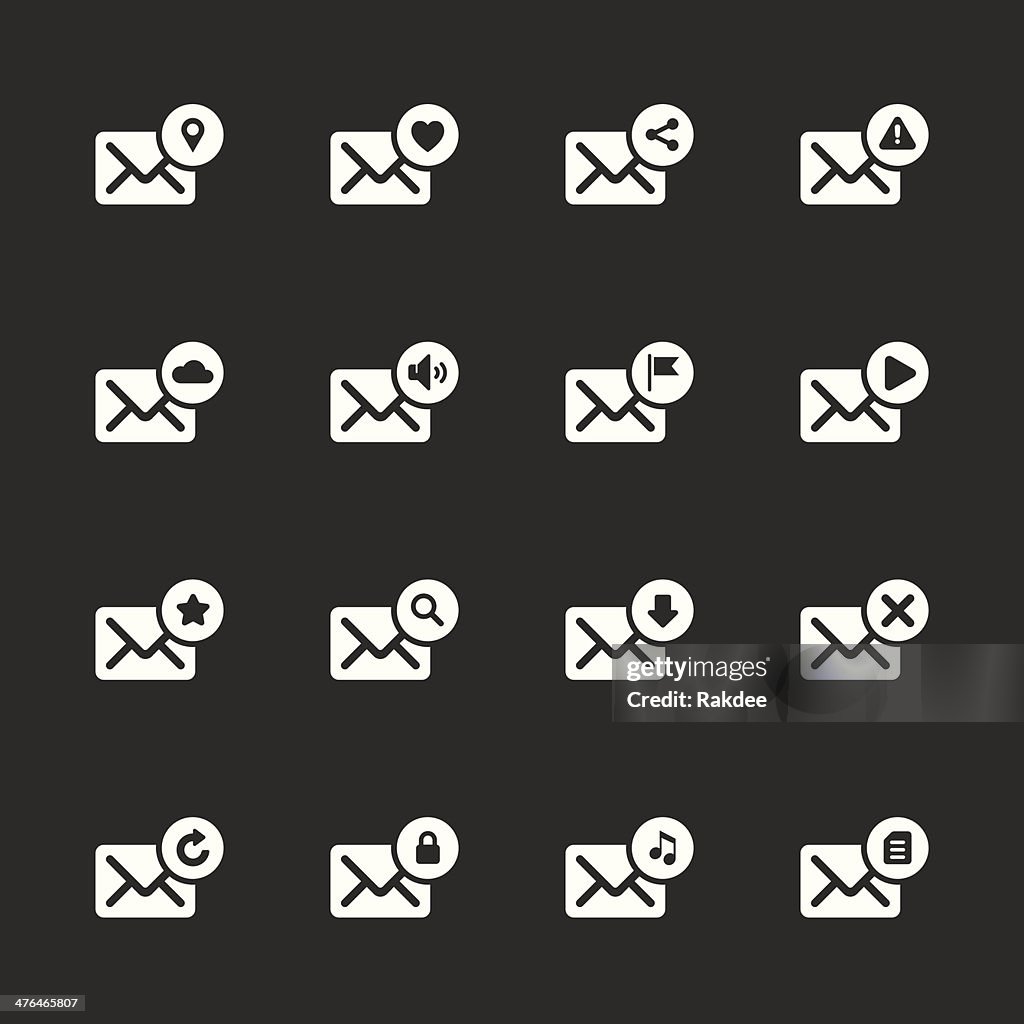 Email Icons - White Series | EPS10