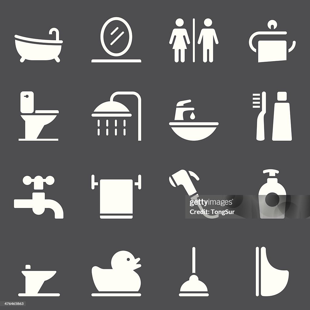 Badezimmer-Icons-weiße Serie