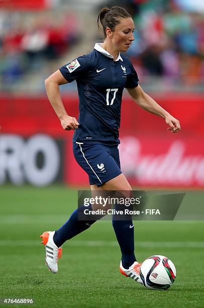 Gaetane Thiney of France in action during the FIFA Women's World Cup 2015 Group F match between France and England at the Moncton Stadium on June 9,...