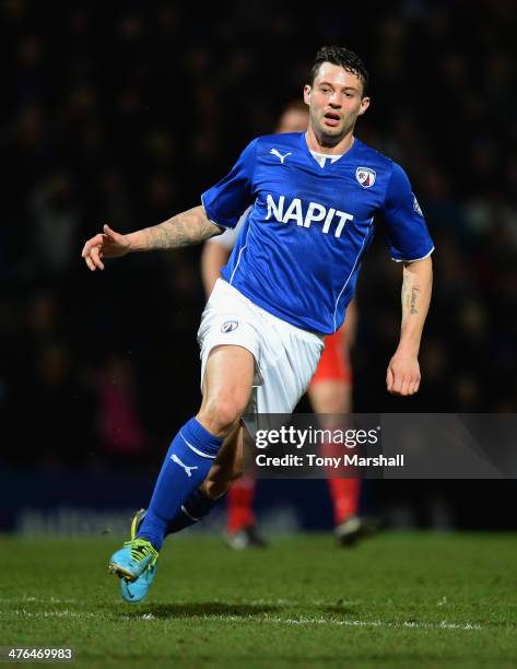 Marc Richards of Chesterfield during the Johnstone's Paint Northern Area Final match at Proact Stadium on February 18, 2014 in Chesterfield, England.