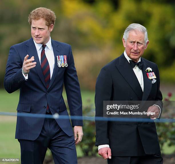 Prince Harry and Prince Charles, Prince of Wales attend the Gurkha 200 Pageant at the Royal Hospital Chelsea on June 9, 2015 in London, England.