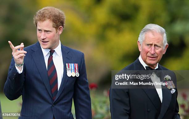 Prince Harry and Prince Charles, Prince of Wales attend the Gurkha 200 Pageant at the Royal Hospital Chelsea on June 9, 2015 in London, England.