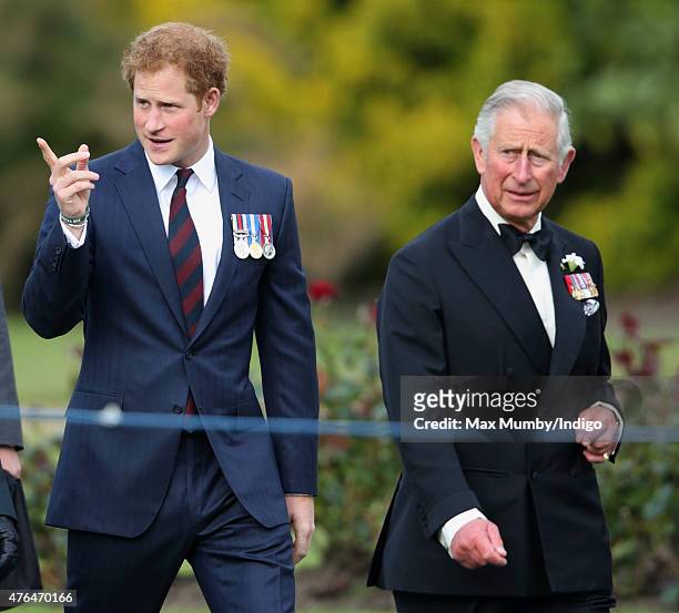 Prince Harry and Prince Charles, Prince of Wales attend the Gurkha 200 Pageant at the Royal Hospital Chelsea on June 9, 2015 in London, England.