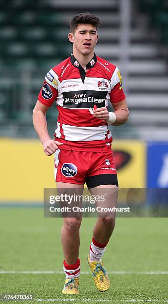 Will Hayward of Gloucester during the The U18 Academy Finals Day match between Bath and Gloucester at Allianz Park on February 17, 2014 in Barnet,...