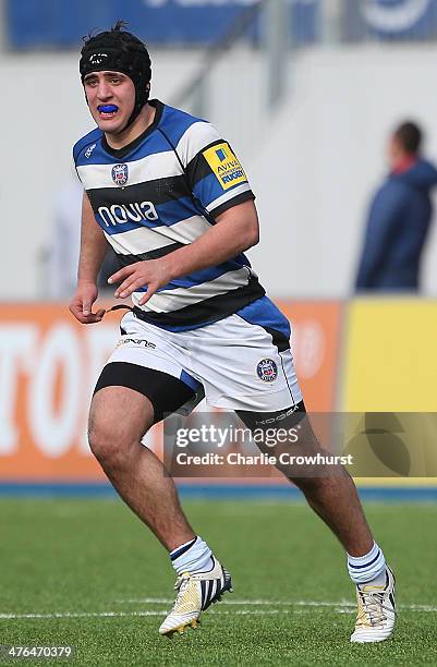 James Vecchio of Bath during the The U18 Academy Finals Day match between Bath and Gloucester at Allianz Park on February 17, 2014 in Barnet, England.