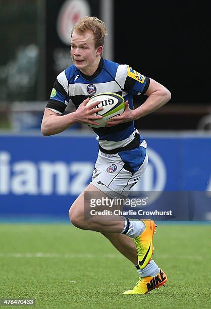 Will Homer of Bath during the The U18 Academy Finals Day match between Bath and Gloucester at Allianz Park on February 17, 2014 in Barnet, England.