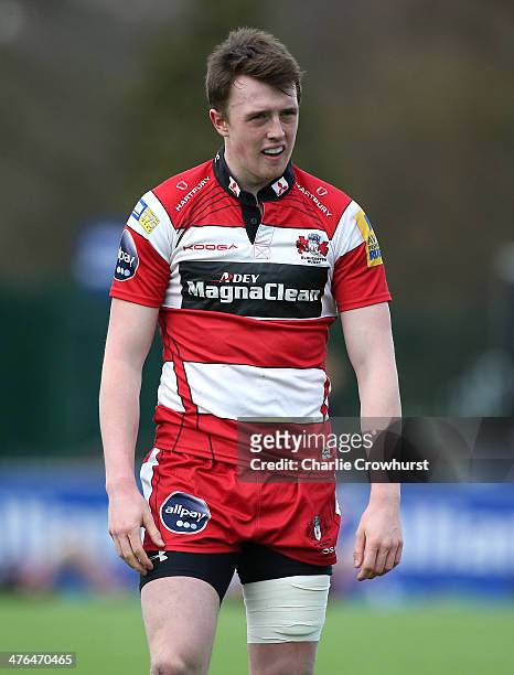 Sam Westcote of Gloucester during the The U18 Academy Finals Day match between Bath and Gloucester at Allianz Park on February 17, 2014 in Barnet,...