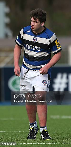 Dan Frost of Bath during the The U18 Academy Finals Day match between Bath and Gloucester at Allianz Park on February 17, 2014 in Barnet, England.