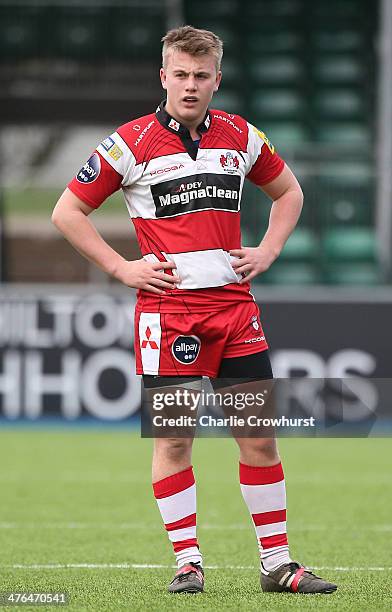 Joe Mullis of Gloucester during the The U18 Academy Finals Day match between Bath and Gloucester at Allianz Park on February 17, 2014 in Barnet,...