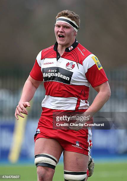 Rory Bartle of Gloucester during the The U18 Academy Finals Day match between Bath and Gloucester at Allianz Park on February 17, 2014 in Barnet,...