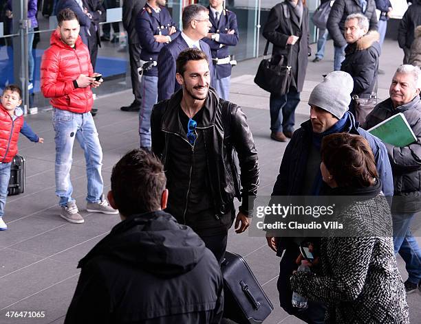 Davide Astori of Italy arrives before the unveiling of the new Italy team kit at Malpensa Airport on March 3, 2014 in Milan, Italy.