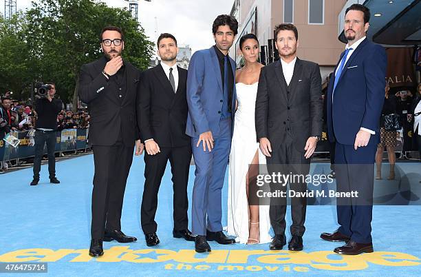 Jeremy Piven; Jerry Ferrara; Adrian Greneir; Emmanuelle Chriqui; Kevin Connolly and Kevin Dillon attend the European premiere of "Entourage" at the...