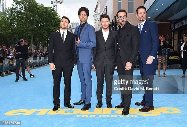 Jerry Ferrara; Adrain Grenier; Kevin Connolly; Jeremy Piven and Kevin Dillon attend the European premiere of "Entourage" at the Vue West End on June...
