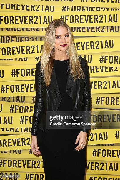 Renae Ayris arrives at the opening of the 'FOREVER 21' flagship store on Pitt Street on June 10, 2015 in Sydney, Australia.