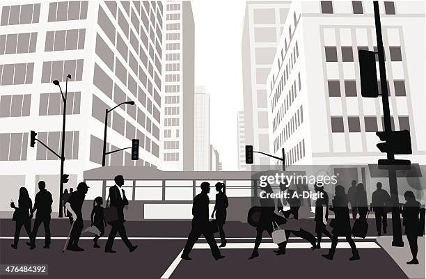 city block downtown - downtown stock illustrations