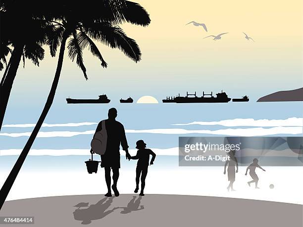 stockillustraties, clipart, cartoons en iconen met beach tourists - onbekend geslacht