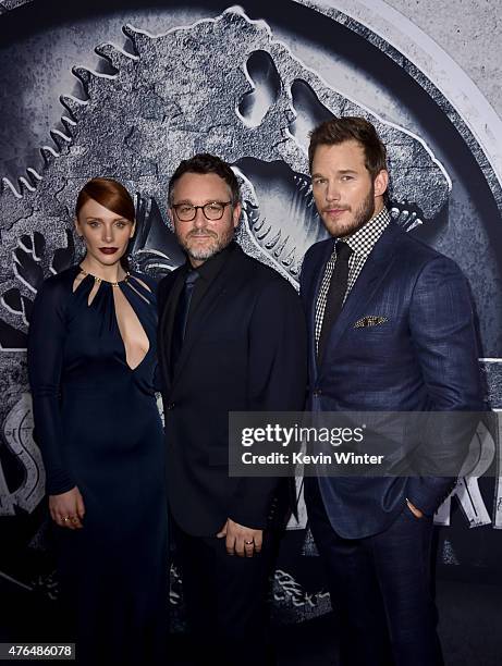 Actress Bryce Dallas Howard, Writer/Director Colin Trevorrow and Chris Pratt attend the Universal Pictures' "Jurassic World" premiere at the Dolby...