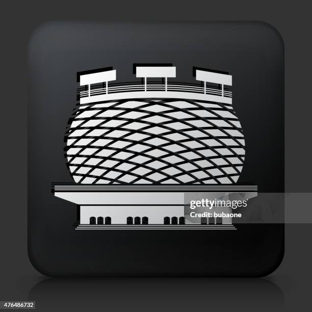 black square button with stadion icon - stadion stock illustrations