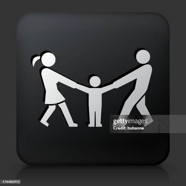 black square button with relationship problems icon - divorce stock illustrations