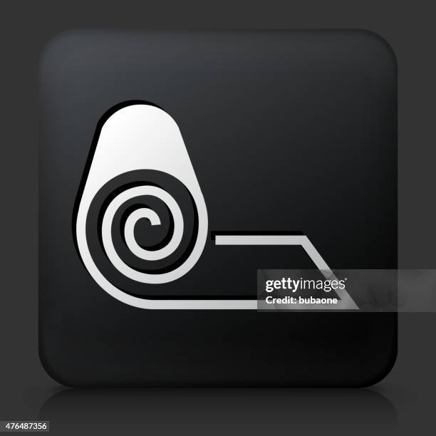black square button with roll of fabric - polyester stock illustrations