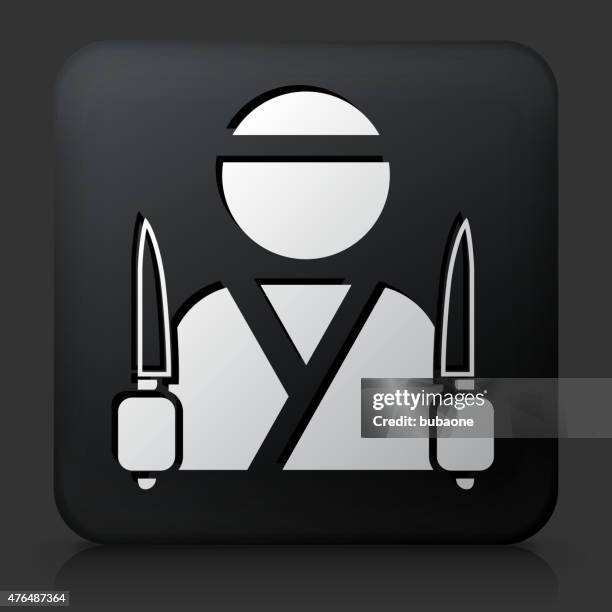 black square button with japanese chef - japanese chef stock illustrations