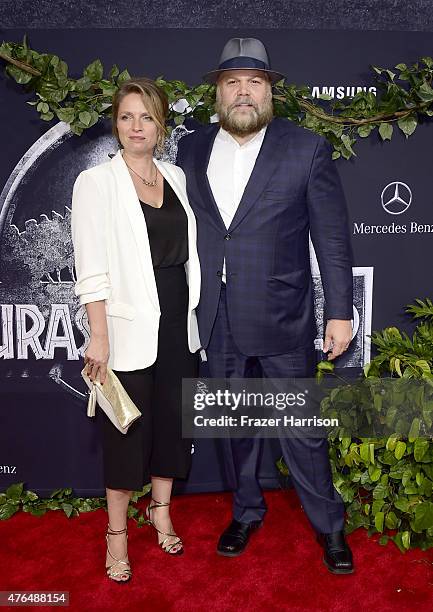 Actor Vincent D'Onofrio and Carin van der Donk attend the Universal Pictures' "Jurassic World" premiere at Dolby Theatre on June 9, 2015 in...