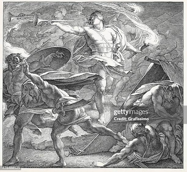 gideon fighting against the midianites - start wars stock illustrations