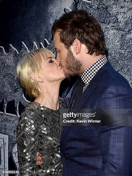 Actors Chris Pratt and Anna Faris attend the Universal Pictures' "Jurassic World" premiere at the Dolby Theatre on June 9, 2015 in Hollywood,...
