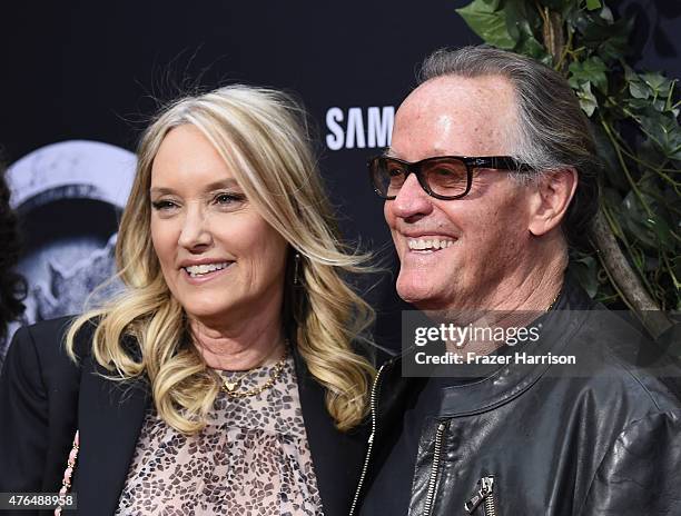 Actor Peter Fonda and Parky Fonda attend the Universal Pictures' "Jurassic World" premiere at Dolby Theatre on June 9, 2015 in Hollywood, California.