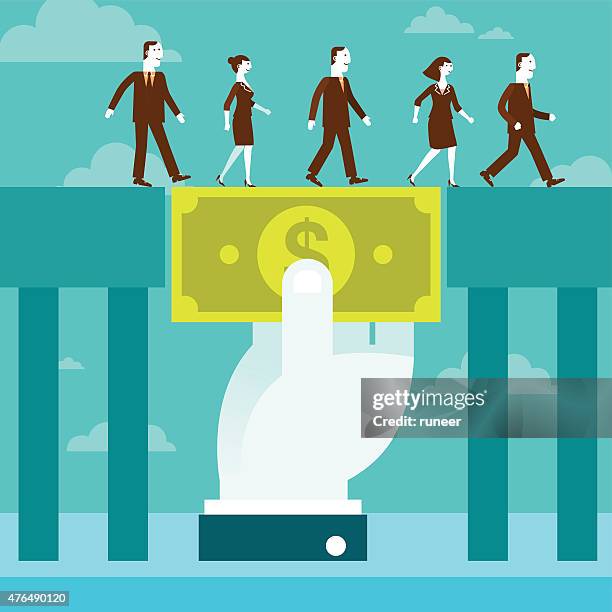 giant hand holding cash bridging for business team concept - crossed stock illustrations