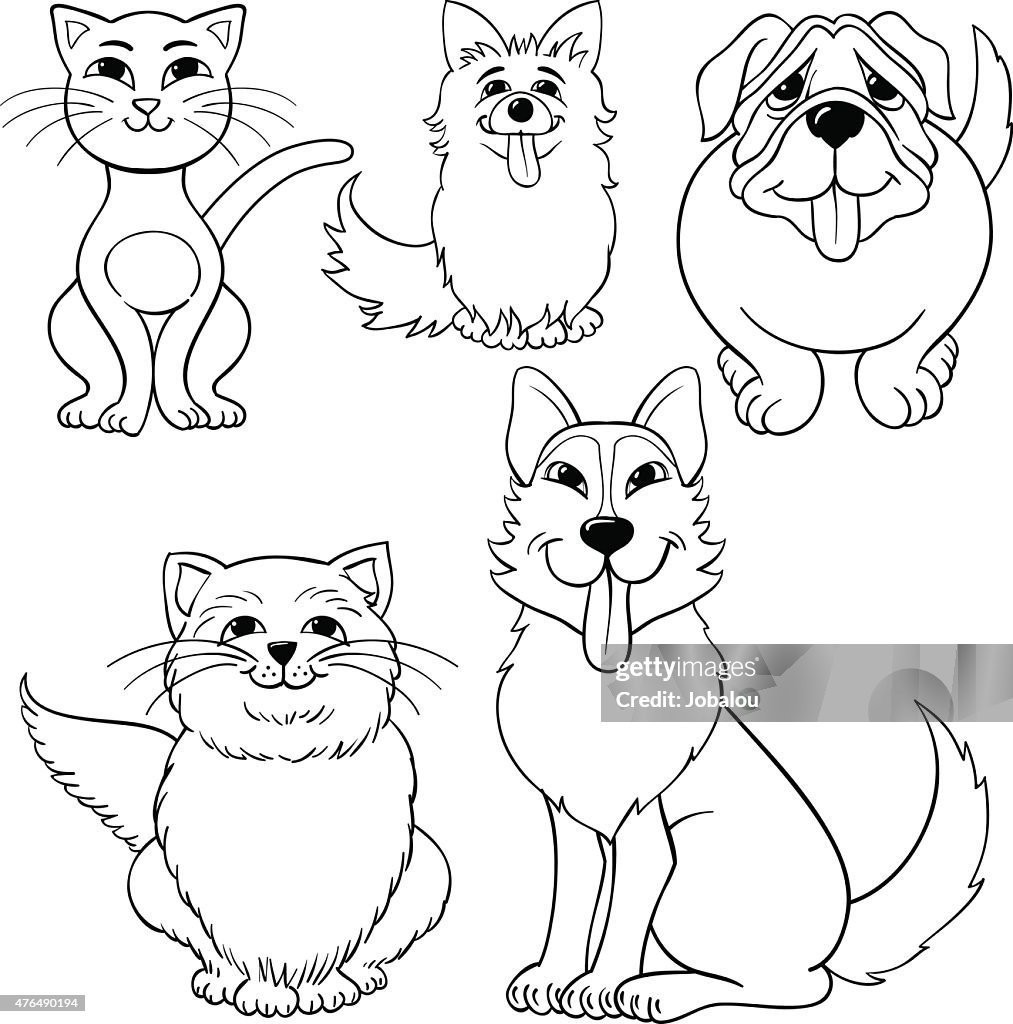 Cartoon Katzen und Hunde