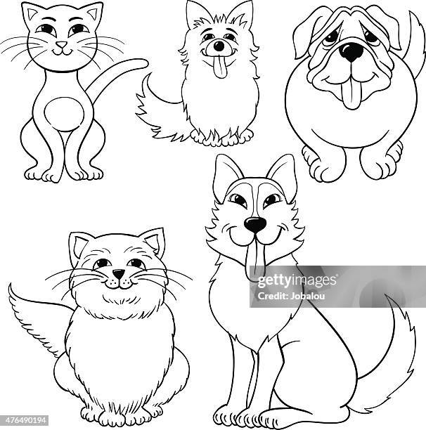 cartoon katzen und hunde - tierzunge stock-grafiken, -clipart, -cartoons und -symbole