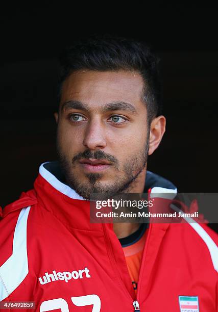 Sosha Makani of Iran looks on during the AFC Asian Cup Qualifier between Iran and Kuwait on March 3, 2014 in Tehran, Iran.