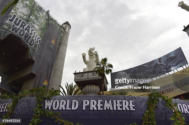 General view of atmosphere is seen at the Universal Pictures' "Jurassic World" premiere at Dolby Theatre on June 9, 2015 in Hollywood, California.