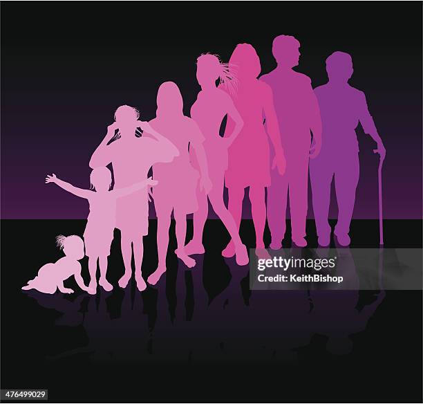 stockillustraties, clipart, cartoons en iconen met aging process - women background - jonge vrouw