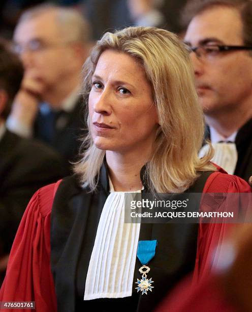 Deputy French Financial Prosecutor Lovisa-Ulrika Delaunay-Weiss attends the formal sitting during which she officially enters into office, at the...