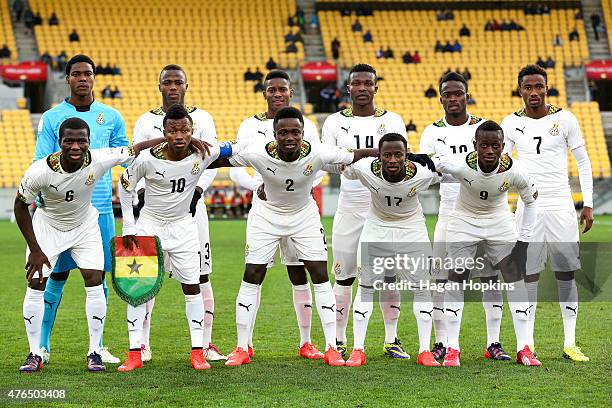 Ghana players pose for a team photo during the FIFA U-20 World Cup New Zealand 2015 Round of 16 match between Ghana and Mali at Wellington Regional...