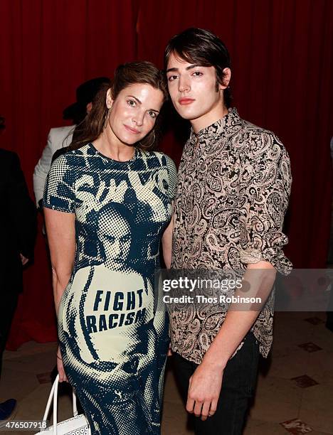 Stephanie Seymour Brandt and her son, Harry Brandt attend a celebration for the collaboration of Francois Nars And Steven Klein at Alder Manor on...
