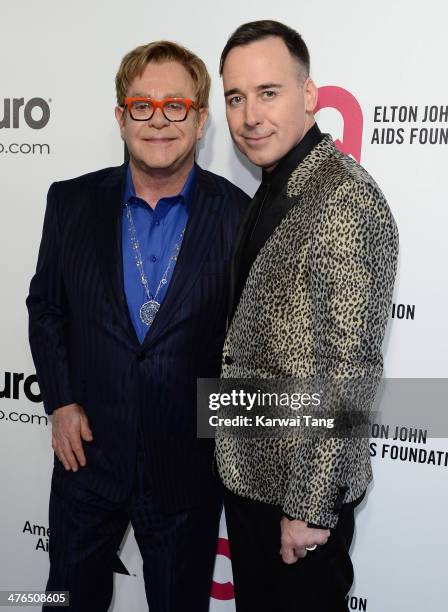 Sir Elton John and David Furnish arrive for the 22nd Annual Elton John AIDS Foundation's Oscar Viewing Party held at West Hollywood Park on March 2,...