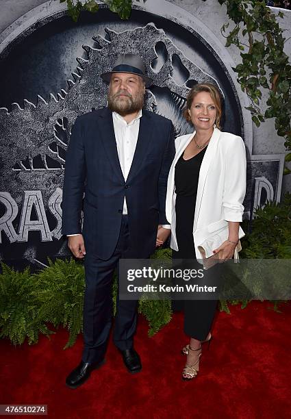 Actor Vincent D'Onofrio and Carin van der Donk attend the Universal Pictures' "Jurassic World" premiere at the Dolby Theatre on June 9, 2015 in...