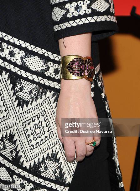 Actress Amber Tamblyn, bracelet detail, attends "The Wolfpack" New York Premiere at Sunshine Landmark on June 9, 2015 in New York City.