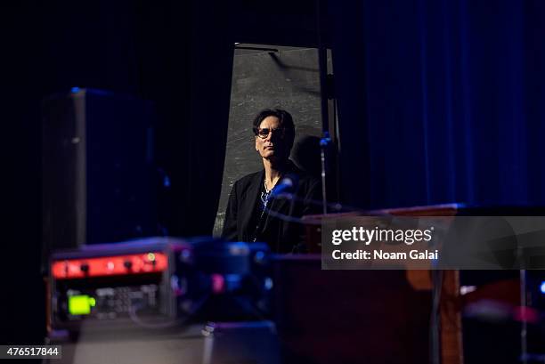 Steve Vai attends Les Paul's 100th anniversary celebration at Hard Rock Cafe - Times Square on June 9, 2015 in New York City.