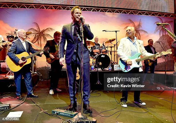 Producer Frank Marshall, actor Chris Pratt and musician Jimmy Buffett perform at the after party for the premiere of Universal Pictures' "Jurassic...