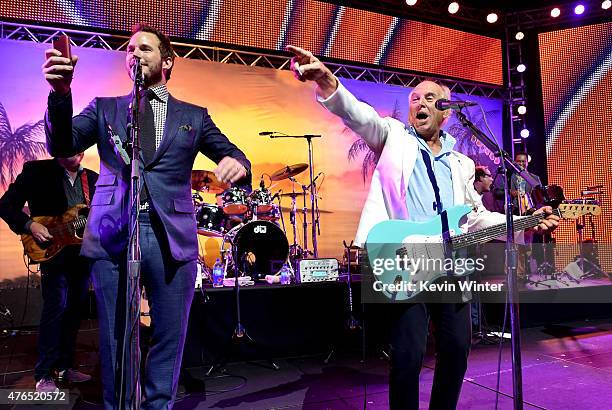 Actor Chris Pratt and musician Jimmy Buffett perform at the after party for the premiere of Universal Pictures' "Jurassic World" at Hollywood &...