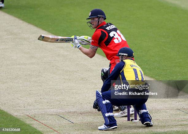 Durham Jets Ben Stokes in action during the NatWest T20 Blast between Durham Jets and Birmingham Bears at Emirates Durham ICG, on June 06, 2015 in...