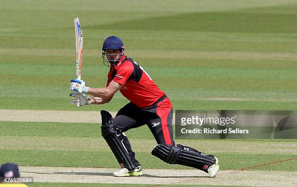 Durham Jets Phil Mustard in action during the NatWest T20 Blast between Durham Jets and Birmingham Bears at Emirates Durham ICG, on June 06, 2015 in...
